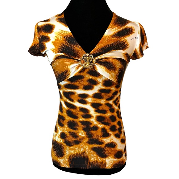 Roberto Cavalli Tops - Roberto Cavalli Animal Print Stretch Top Small